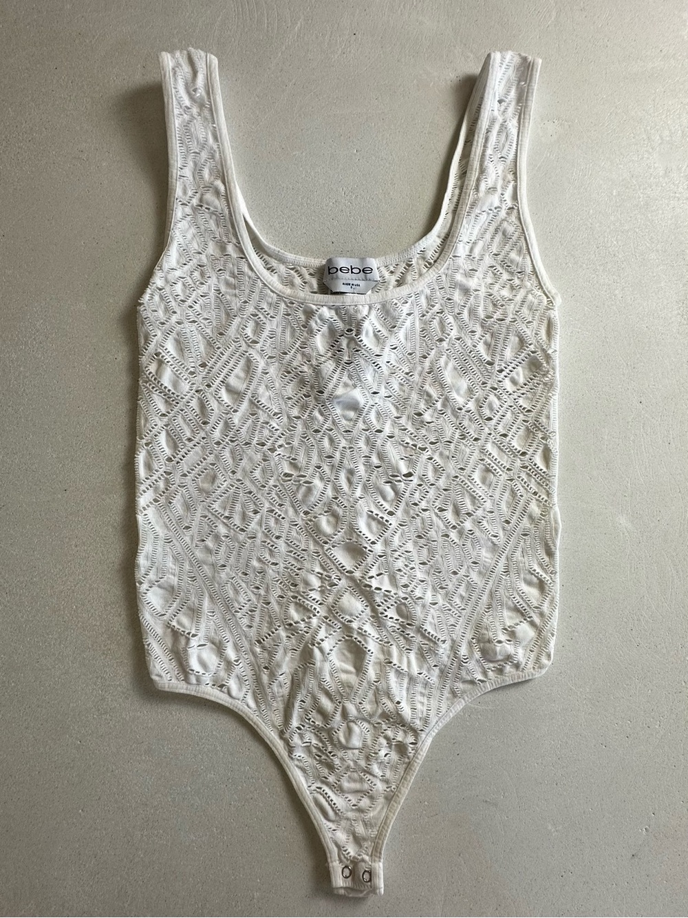 Authentic bebe White Lace Scoop-Neck Lace Bodysuit